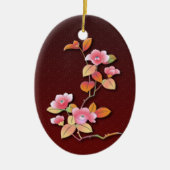 Mooie camellia tak keramisch ornament (Voorkant)