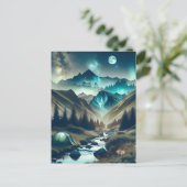 Mooie camping met bergen en tenten briefkaart (Staand voorkant)