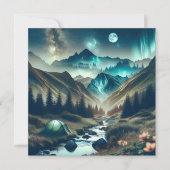 Mooie camping met bergen en tenten kaart (Voorkant)