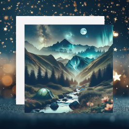 Mooie camping met bergen en tenten kaart