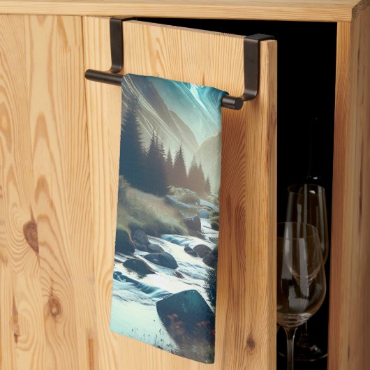 Mooie camping met bergen en tenten theedoek (Derde Gevouwen)