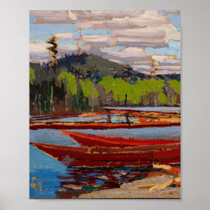 Mooie Canadese Lake Scene Tom Thomson Bateaux Poster