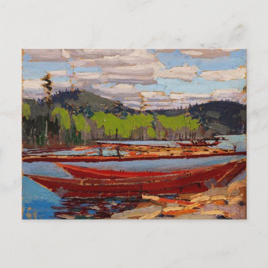 Mooie Canadese Lake Scene Tom Thomson Bateaux Uitnodiging Briefkaart (Voorkant)