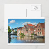 Mooie Canal en middeleeuwse gebouwen in Gent Briefkaart (Voorkant / Achterkant)