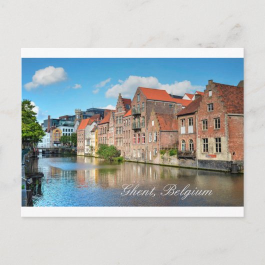 Mooie Canal en middeleeuwse gebouwen in Gent Briefkaart (Voorkant)