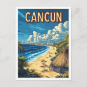 Mooie Cancun Beach Mexico Illustratie Reizen Briefkaart (Voorkant)