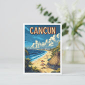 Mooie Cancun Beach Mexico Illustratie Reizen Briefkaart (Staand voorkant)