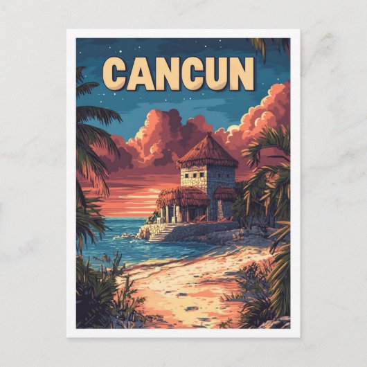 Mooie Cancun Beach Mexico Illustratie Reizen Briefkaart (Voorkant)
