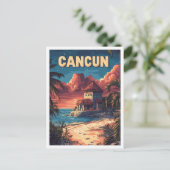 Mooie Cancun Beach Mexico Illustratie Reizen Briefkaart (Staand voorkant)