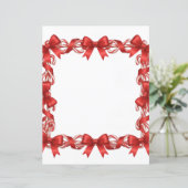 Mooie Candy Cane en Rode Lint Briefpapier (Staand voorkant)