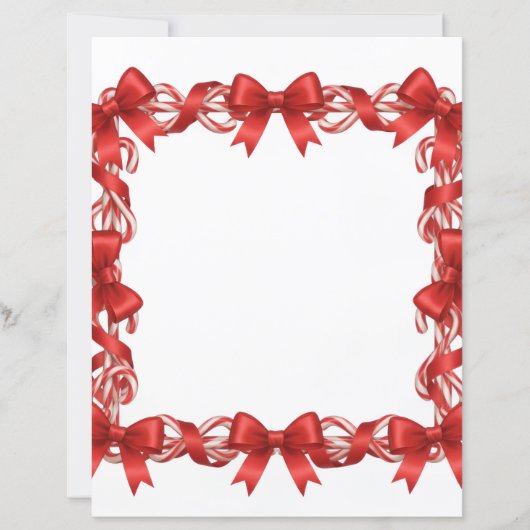 Mooie Candy Cane en Rode Lint Briefpapier (Voorkant)