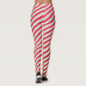 Mooie Candy Cane Glitter Gestreept Patroon Kerstmi Leggings (Achterkant)