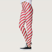 Mooie Candy Cane Glitter Gestreept Patroon Kerstmi Leggings (Links)