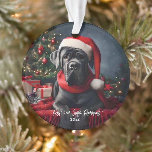 Mooie Cane Corso met Kerstmannenhoed Ornament (Boom)