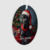 Mooie Cane Corso met Kerstmannenhoed Ornament (voorkant)