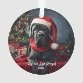 Mooie Cane Corso met Kerstmannenhoed Ornament (achterkant)