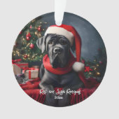 Mooie Cane Corso met Kerstmannenhoed Ornament (voorkant)