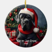 Mooie Cane Corso met Santa Hat Keramisch Ornament (Achterkant)