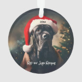 Mooie Cane Corso met Santa Hat Ornament (achterkant)