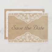 Mooie Canvas & Kant Kijk Save the Date Aankondigingskaart (Voorkant / Achterkant)