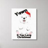 Mooie Canvas Muur Kunst van een Ijsbeer met Kerst (Voorkant)