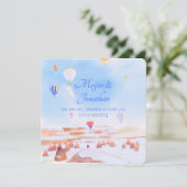 Mooie Cappadocia hetelucht ballon bruiloft Kaart (Staand voorkant)