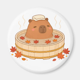 Mooie Capybara Herfst Onsen Esdoornblad Magneet