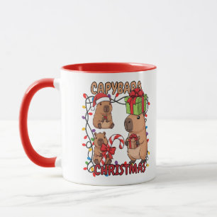 Mooie Capybara Kerstverlichting Feestelijke Feest Mok