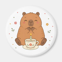 Mooie Capybara Verjaardagskaars Theekopje Magneet