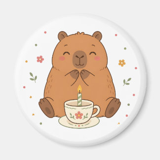 Mooie Capybara Verjaardagskaars Theekopje Magneet
