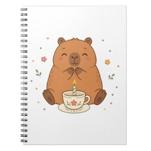 Mooie Capybara Verjaardagskaars Theekopje Notitieb Notitieboek