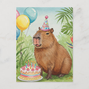 Mooie Capybara Verjaardagskaart Briefkaart