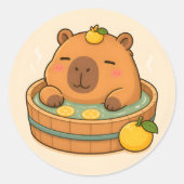 Mooie Capybara Yuzu Spa Kawaii Dier Sticker (Voorkant)