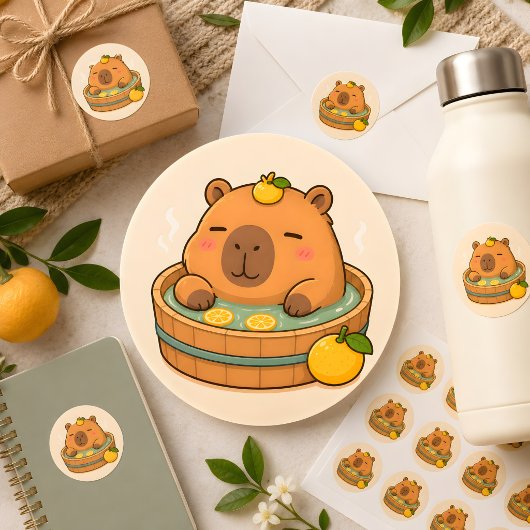 Mooie Capybara Yuzu Spa Kawaii Dier Sticker