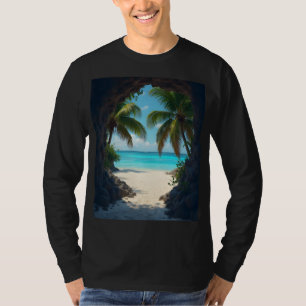 Mooie Caribische strand door een sleutelgat T-shirt