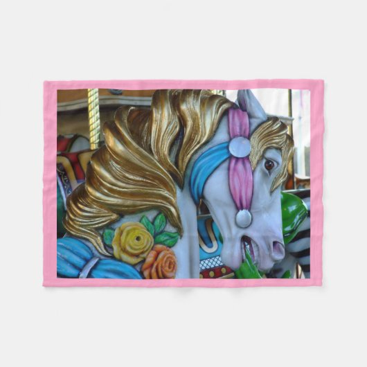 Mooie Carousel Horse Foto, aangepast Fleece Deken (Voorkant (Horizontaal))