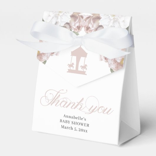 Mooie Carrousel Bloemen Zacht Roze Bedankdoosjes (Voorkant Zijde)