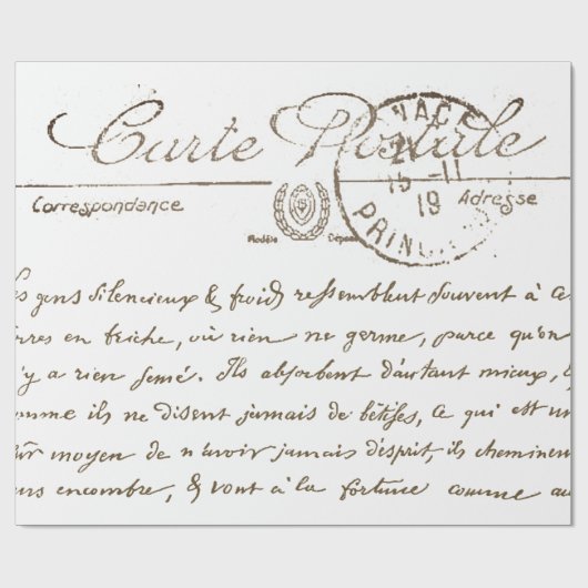 Mooie Carte Postale, Frans script Cadeaupapier (Vlak)