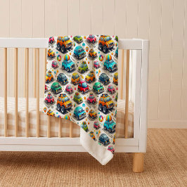 Mooie Cartoon Auto's Kleurrijke Kinderen Knuffelig Sherpa Deken