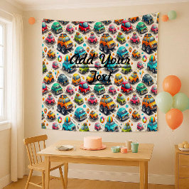 Mooie Cartoon Auto's Kleurrijke Kinderen Slaapkame Wandkleed