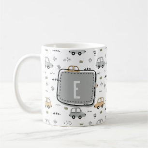 Mooie Cartoon Auto's Persoonlijk Monogram  Koffiemok