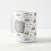 Mooie Cartoon Auto's Persoonlijk Monogram Koffiemok (Voorkant links)