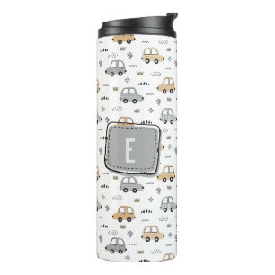 Mooie Cartoon Auto's Persoonlijk Monogram Thermosbeker