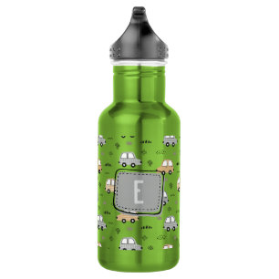 Mooie Cartoon Auto's Persoonlijk Monogram Waterfles