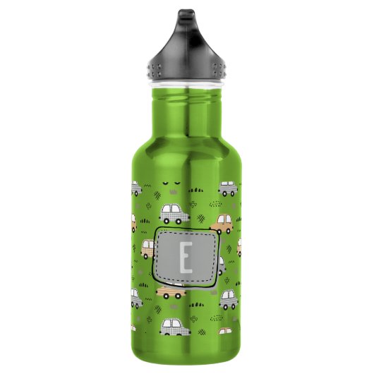 Mooie Cartoon Auto's Persoonlijk Monogram Waterfles (Rechts)