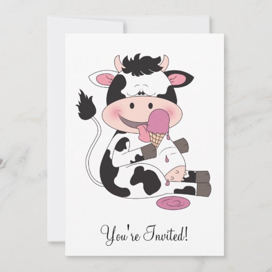 Mooie Cartoon Baby Koe met Zijn Favoriete Traktati Kaart (Voorkant)