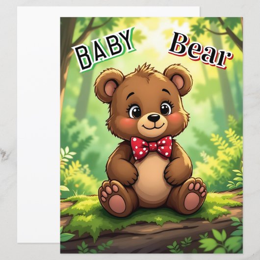 Mooie Cartoon Babybeer in het Bos (Voorkant / Achterkant)