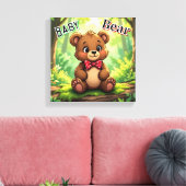 Mooie Cartoon Babybeer in het Bos Canvas Afdruk (Insitu (Woonkamer))