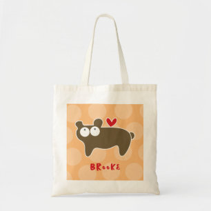 Mooie Cartoon Bruine Beer Liefde Pret Stippen Meis Tote Bag