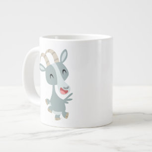 Mooie Cartoon Dansende Geit Reuzenmok Grote Koffiekop